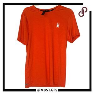 Spyder Active Men's Crew Neck Stretch Short Sleeve Athletic T-Shirt Orange Small